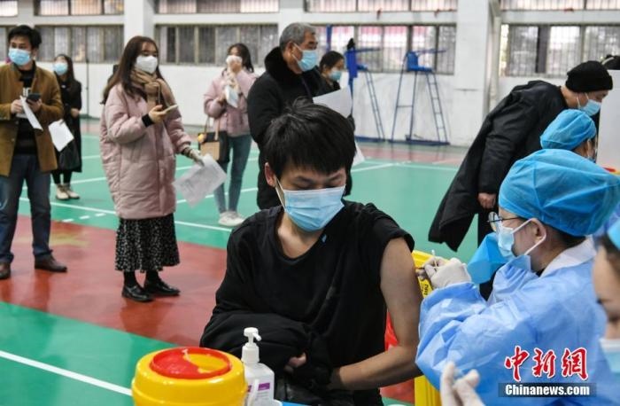 資料圖：安徽農(nóng)業(yè)大學(xué)學(xué)生在校園新冠疫苗接種點(diǎn)接種疫苗。 <a target='_blank' href='/'>中新社</a>記者 韓蘇原 攝