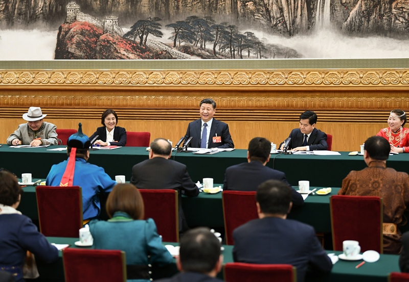 2019年3月5日，習(xí)近平總書記參加十三屆全國人大二次會議內(nèi)蒙古代表團(tuán)的審議。