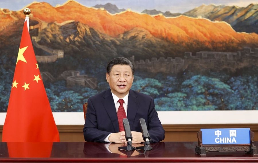 2021年9月21日，國家主席習近平在北京以視頻方式出席第七十六屆聯(lián)合國大會一般性辯論并發(fā)表題為《堅定信心 共克時艱 共建更加美好的世界》的重要講話。