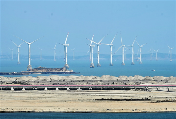 2021年3月9日，三峽福清興化灣海上風電場。新華社記者 林善傳 攝