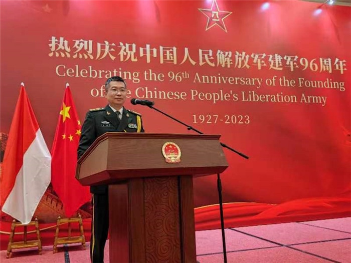 圖為徐勝武官致辭。中國駐印度尼西亞使館供圖