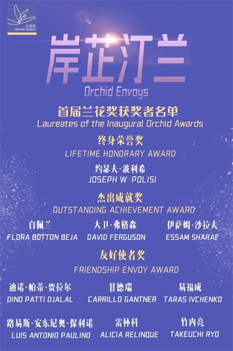 首屆蘭花獎獲獎者名單。 巴西圣保羅州立大學孔子學院供圖。（來源：人民畫報）