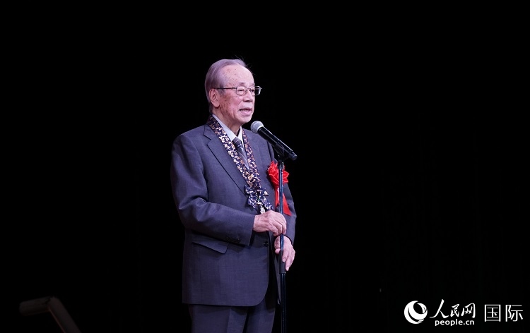 日本前首相福田康夫發(fā)表致辭。人民網(wǎng) 蔣曉辰攝