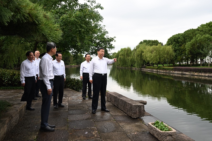 9月20日下午，習(xí)近平總書記在浙東運河文化園考察。新華社記者 謝環(huán)馳 攝