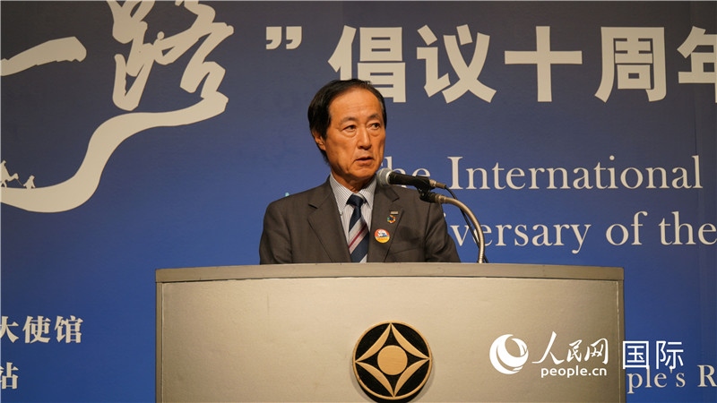 日本經(jīng)團(tuán)聯(lián)副會長佐藤康博發(fā)言。人民網(wǎng) 蔣曉辰攝