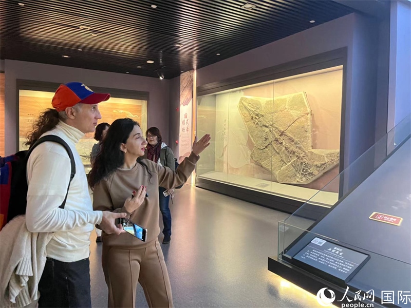 歐亞國家記者在參觀貴州省地質(zhì)博物館 。 人民網(wǎng) 鄧潔攝