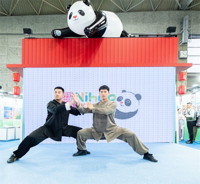 日本國際旅游博覽會(huì)期間中國展館的太極拳表演。圖片由中國駐東京旅游辦事處提供