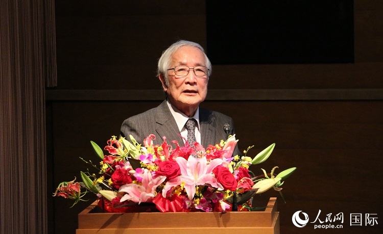 日中科學技術交流協(xié)會會長山脅道夫致辭。人民網 許可攝