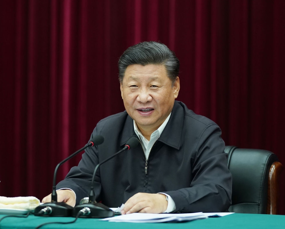 2019年9月18日上午，中共中央總書記、國家主席、中央軍委主席習近平在鄭州主持召開黃河流域生態(tài)保護和高質(zhì)量發(fā)展座談會并發(fā)表重要講話。新華社記者 謝環(huán)馳 攝