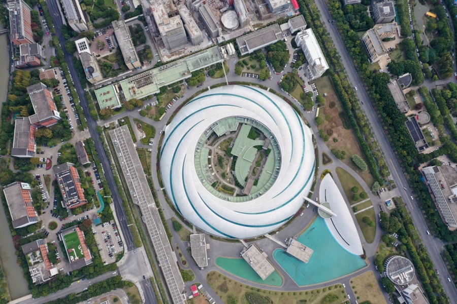 位于上海張江科學城的國家大科學裝置上海光源（2020年10月26日攝，無人機照片）。