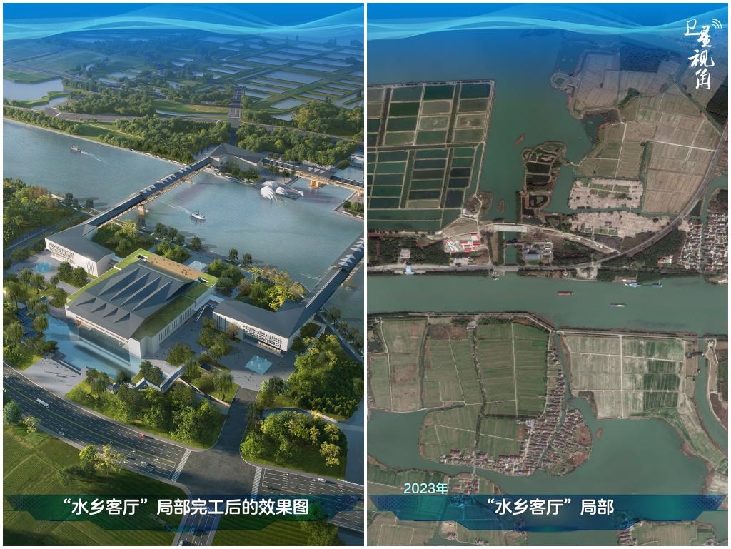 橫跨江浙滬的長三角生態(tài)綠色一體化發(fā)展示范區(qū)內(nèi)，三地合力打造的“水鄉(xiāng)客廳”正在建設(shè)。