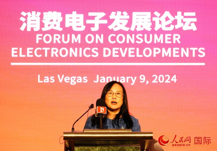 中國機電產(chǎn)品進出口商會副會長劉春致辭。人民網(wǎng)記者 鄧圩攝