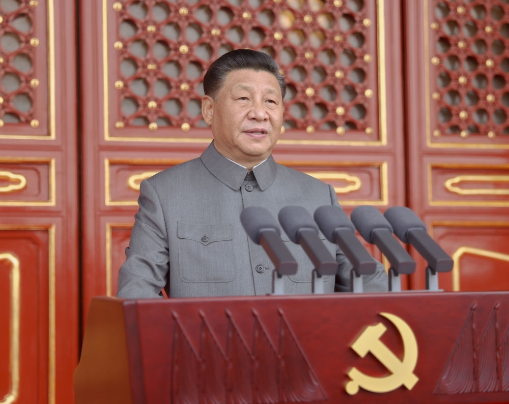 2021年7月1日，慶祝中國共產(chǎn)黨成立100周年大會在北京天安門廣場隆重舉行。習(xí)近平發(fā)表重要講話。新華社記者 鞠鵬 攝