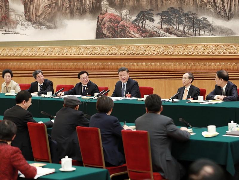 2019年3月8日，習(xí)近平總書記參加十三屆全國人大二次會議河南代表團的審議。