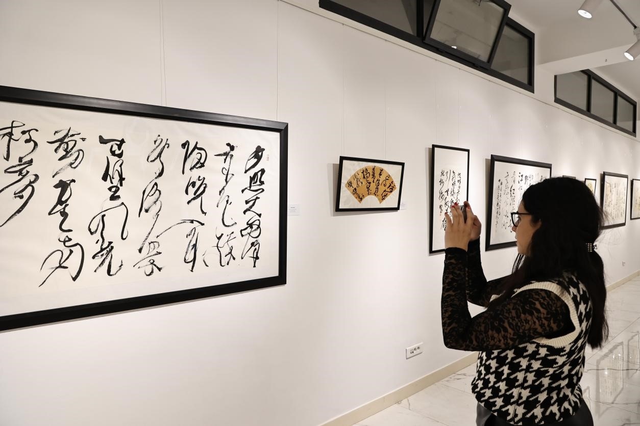 觀眾參觀書法展。拉巴特中國文化中心供圖