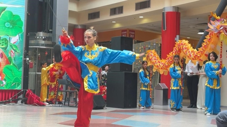 羅馬尼亞人舞龍舞獅隊(duì)進(jìn)行精彩表演。中國(guó)駐羅馬尼亞大使館領(lǐng)僑處供圖
