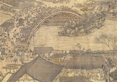 中國畫《清明上河圖》（局部），作者為北宋張擇端。 故宮博物院藏