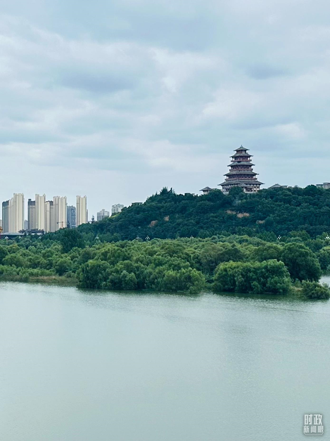 △渭河寶雞段長224公里，目前建成17處渭河灘區(qū)生態(tài)涵養(yǎng)區(qū)。（總臺央視記者范一鳴拍攝）