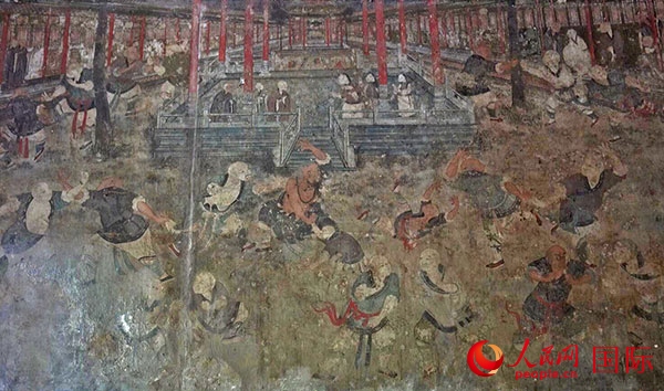 少林寺白衣殿壁畫。人民網(wǎng)記者 張麗婭攝