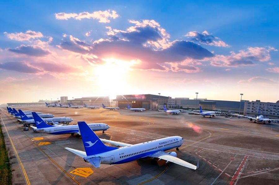 這是如今廈門航空的機隊照片。（廈門航空有限公司供圖）