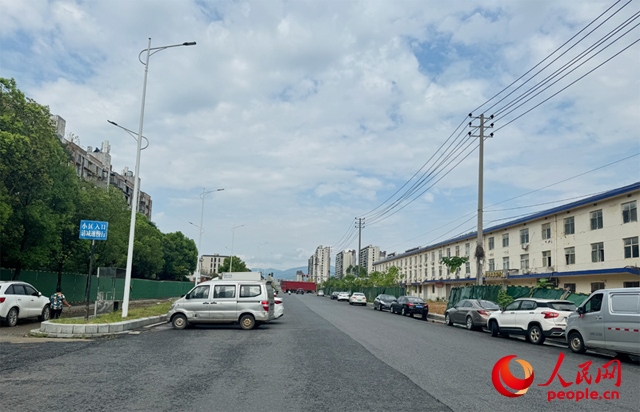 麗水佳園小區(qū)入口外及長富大道上停滿了車輛。人民網(wǎng)記者 邱燁攝
