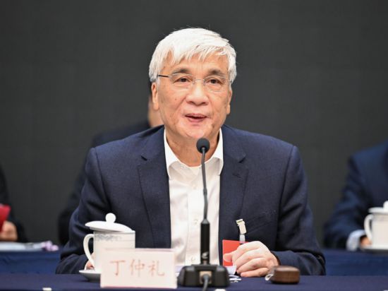 全國(guó)人大常委會(huì)副委員長(zhǎng)、歐美同學(xué)會(huì)會(huì)長(zhǎng)丁仲禮作工作報(bào)告