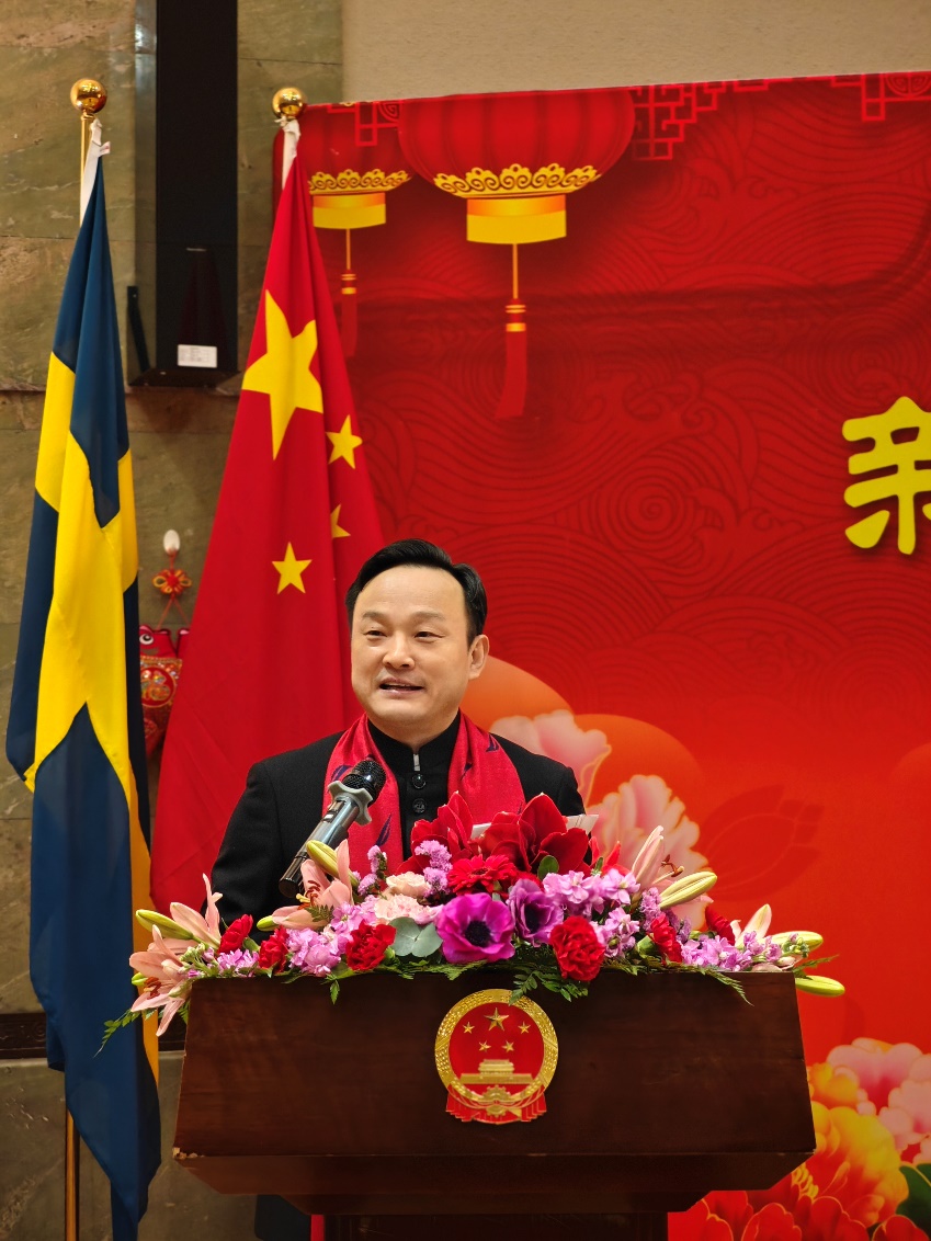 中國駐哥德堡總領(lǐng)事楊培棟致辭。中國駐哥德堡總領(lǐng)館供圖