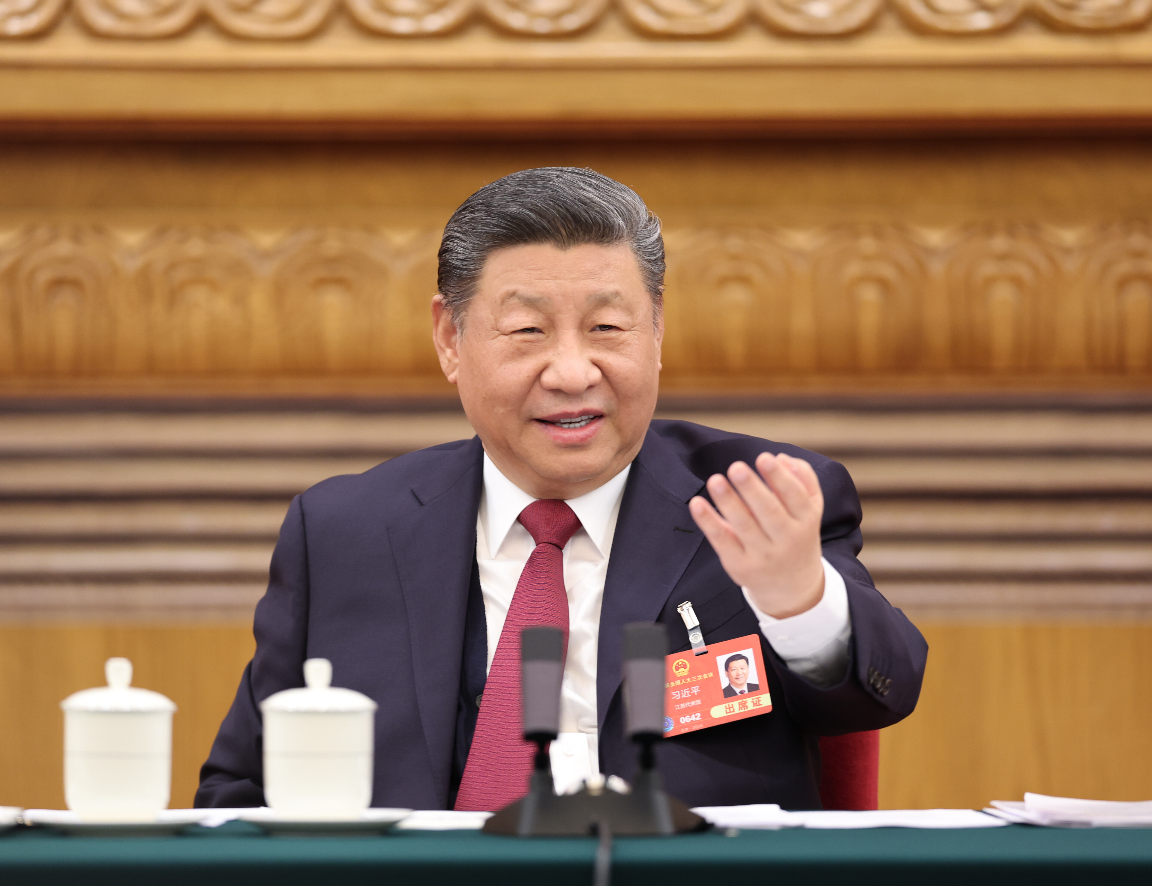 △3月5日下午，中共中央總書記、國家主席、中央軍委主席習近平參加他所在的十四屆全國人大三次會議江蘇代表團審議。