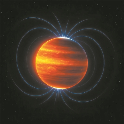 木星磁場（藝術(shù)圖）。圖片來源：物理學(xué)家組織網(wǎng)