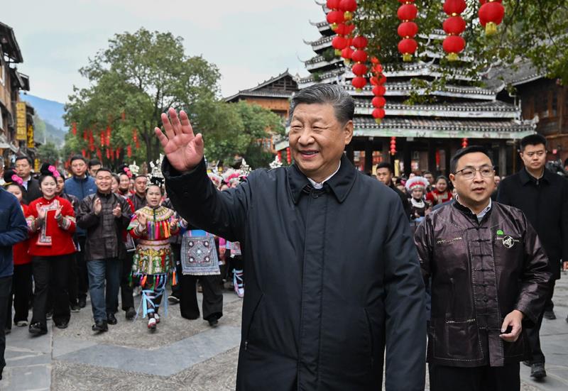 △2025年3月17日，習(xí)近平總書記在貴州黎平縣肇興侗寨考察。
